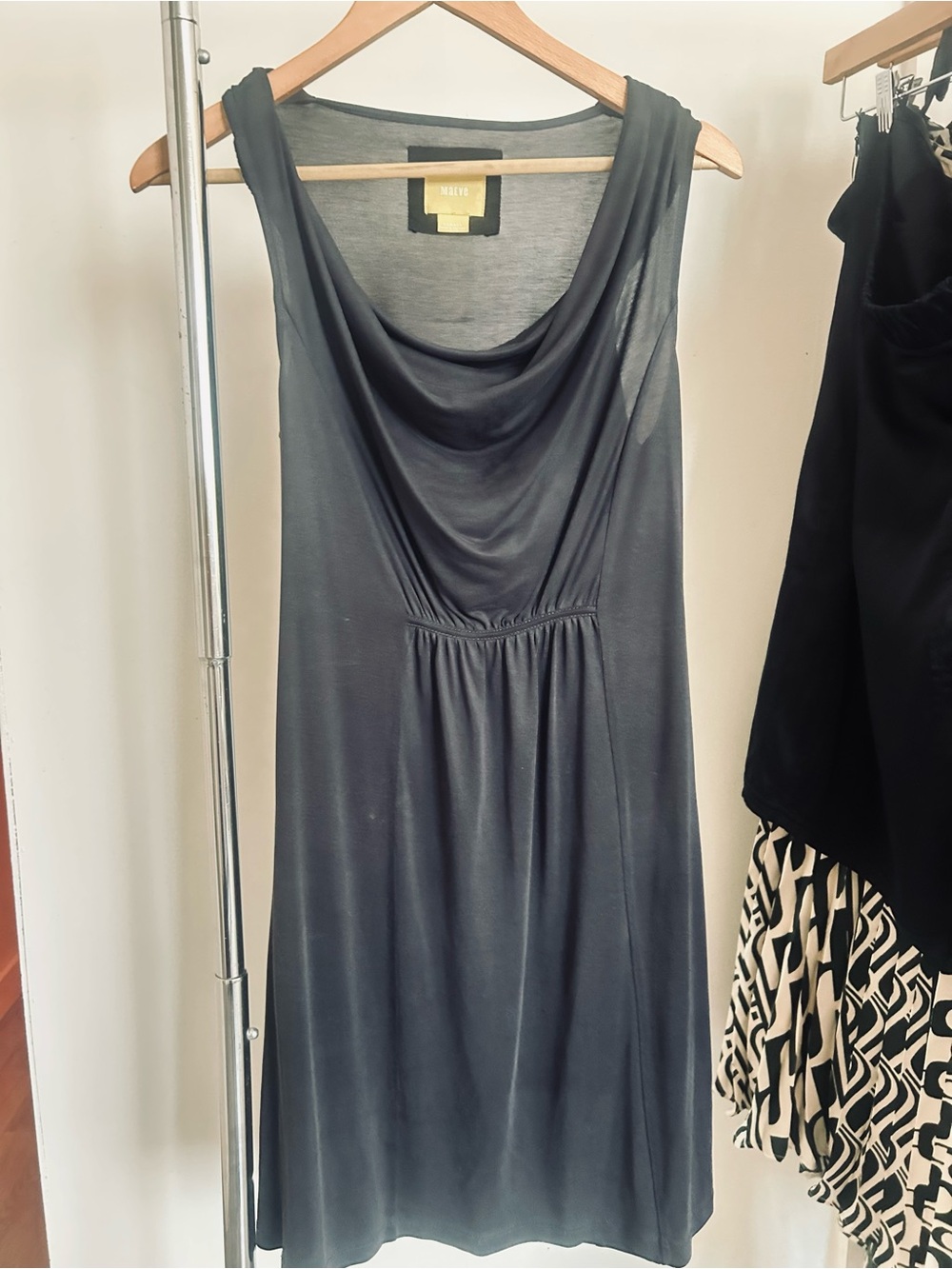 Mauve Sleeveless Cowl Neck Midi Dress in Charcoal